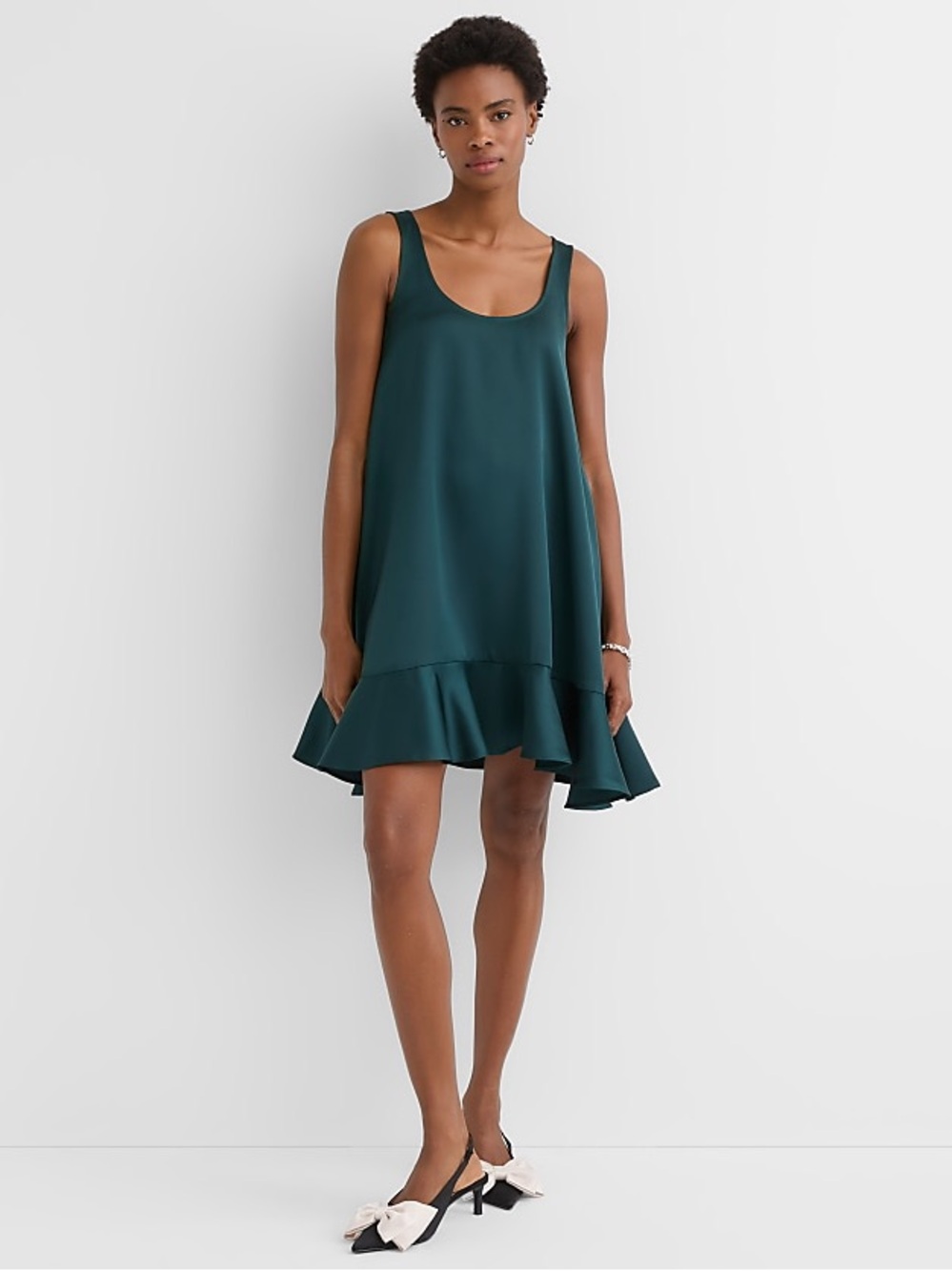 LOFT Dark Teal Ruffle-Hem Sleeveless Tank